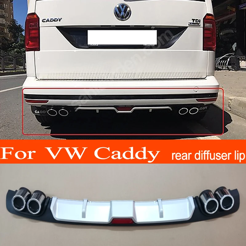 VW Caddy ABS Plastic Silver / Black Car Rear Bumper Rear Diffuser Spoiler Lip for VW Caddy