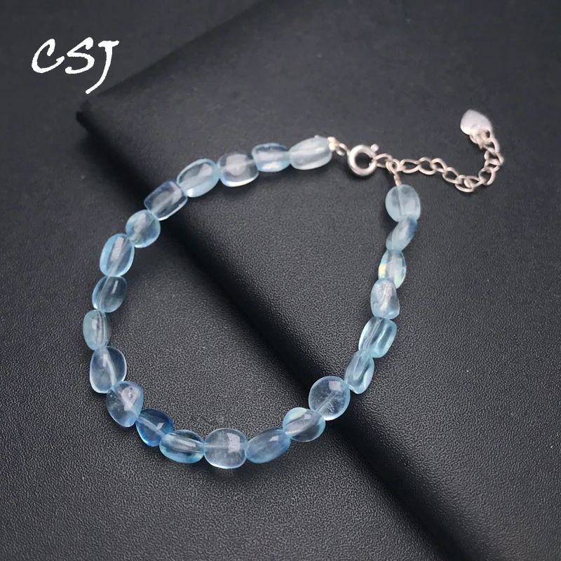 Irregular Natural Aquamarine Bracelet Bangle Gemstone for Women Man Party Birthday Jewelry Gift