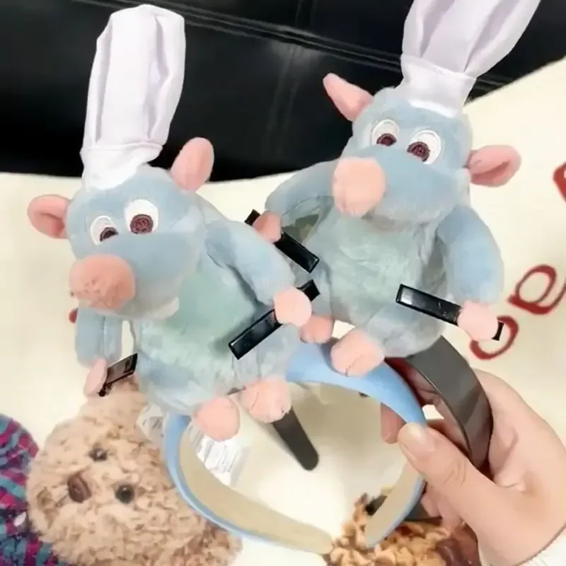 ديزني بيكسار أنيمي راتاتوي هيرباند Kawaii الكرتون أفخم دمية عقال لطيف ريمي أفخم دمية دبوس الشعر غطاء الرأس زوجين هدية