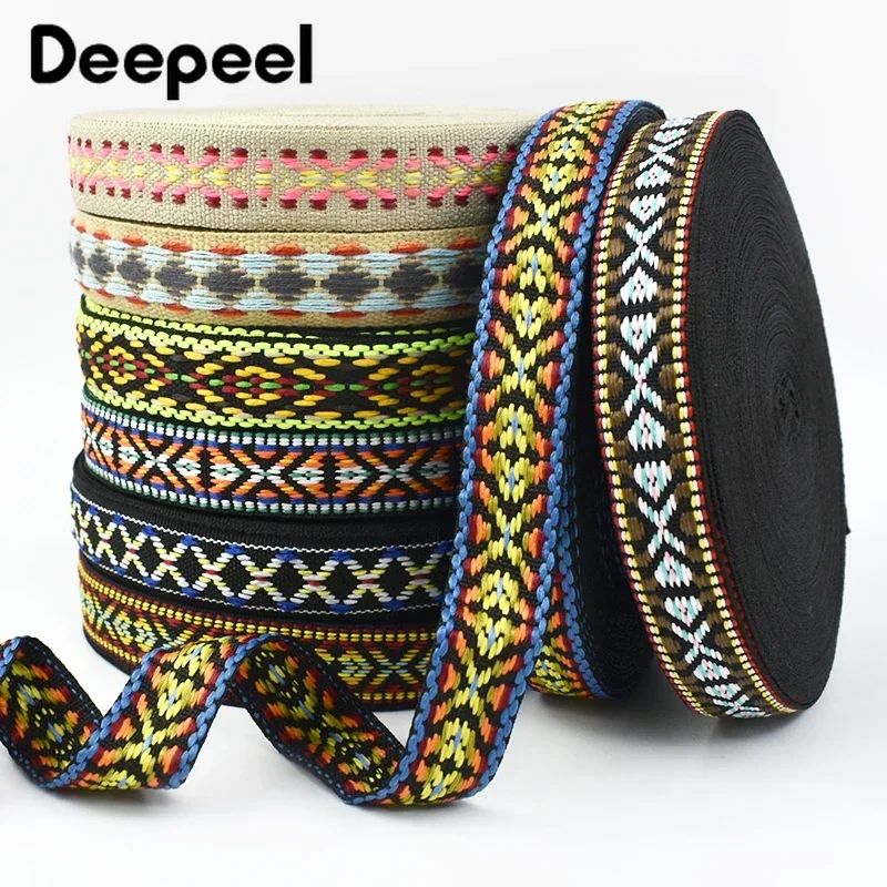 

20mm Jacquard Webbing Tape Shoulder Bag Strap Decorative Ribbons for Sewing Braid Ethnic Tapes Lanyard Bias Binding Accessories
