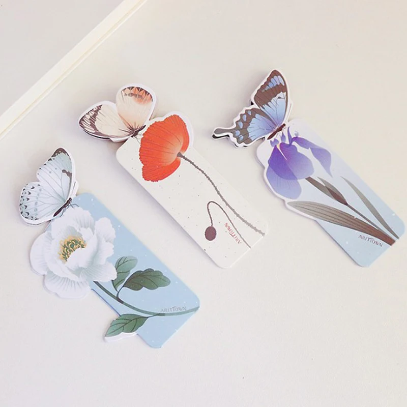 20 Pcs Butterfly Shape Paper Book Markers Bookmarks Cartoon Bookmark School Office Supplies Stationery