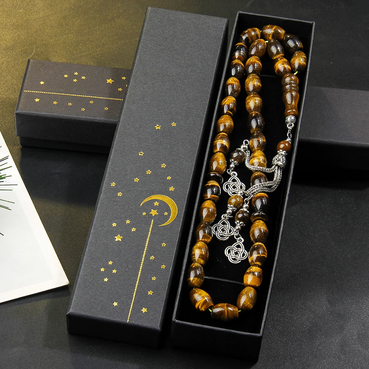 10 * 14mm Tiger Eye Stone Prayer Pilgrimage Prayer Bead Bracelet - Suitable for Daily Prayer - Comes with Exquisite Gift Box