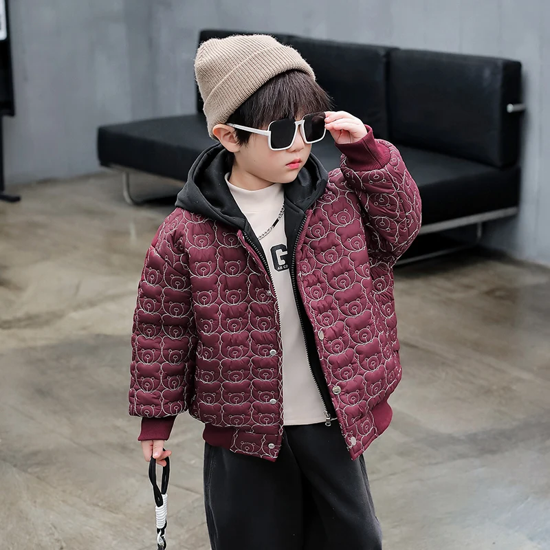 

Утепленная хлопковая куртка для мальчиков: модная молодежная модель из ткани с капюшоном, на молнии, с множеством карманов, водонепроницаемая, для осени и зимы