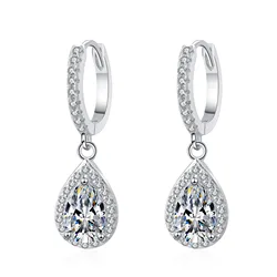 Women's Classic 1-Carat Pear-Cut Moissanite Lab Diamond Drop Earrings S925 Silver Plated PT950 Fine Jewelry