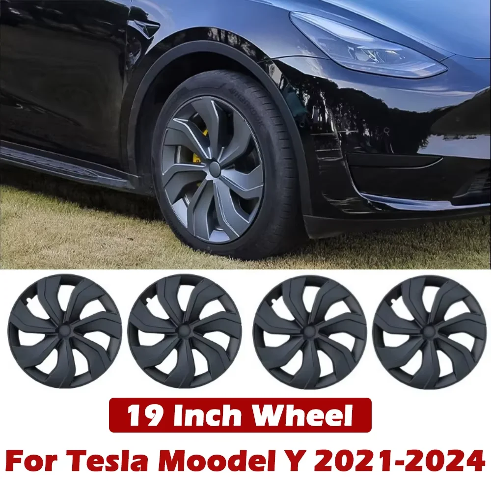 

Hubcaps for Tesla Model Y 2021-2024,19 Inch Wheel Hub Cap Replacement Full Edge Wrapping Style Accessories(4PCS)