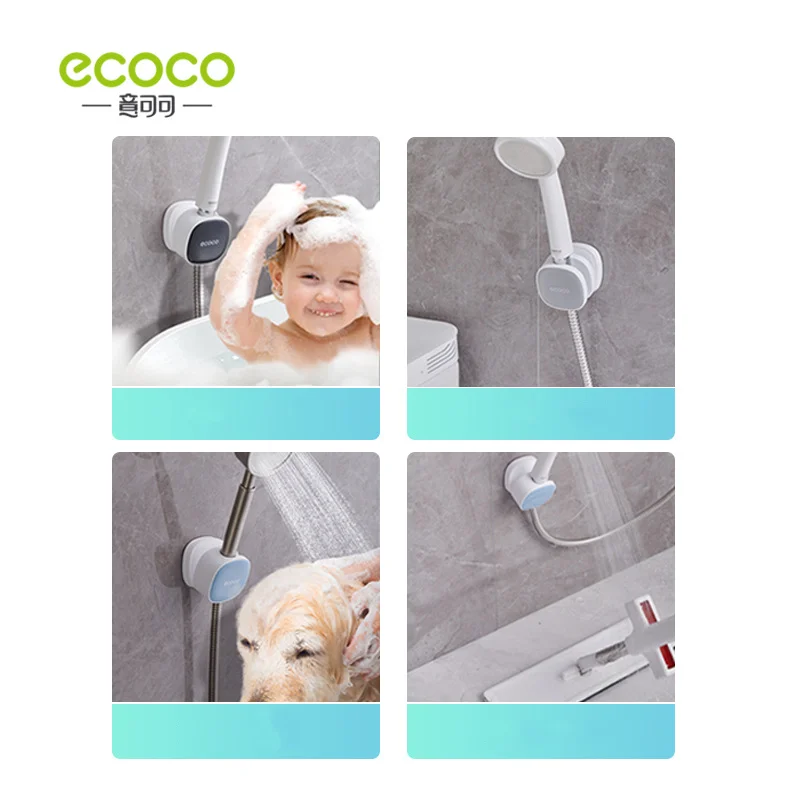 ECOCO Universal Shower Head Holder Adjustable Self-Adhesive Showerhead Bracket Punch-Free Wall Mount Stand Bathroom Accessory