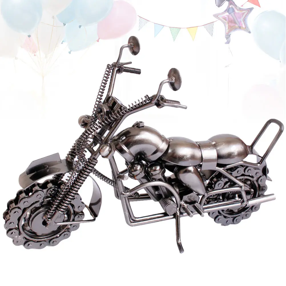 

Iron Metal Vintage Motorcycle Sculpture Large Creative Home Desk Decoration Retro Motorbike Ornament Gift