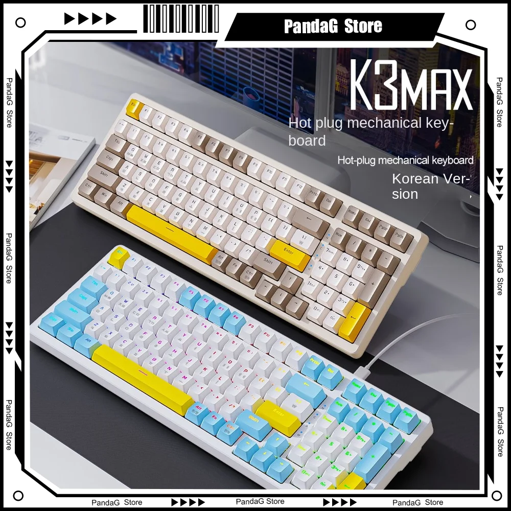 ZIYOULANG K3MAX Korean Mechanical Keyboard Gasket Structure Hot Swap Customized Wired 100 Keys Office Gaming Ergonomic DIY RGB