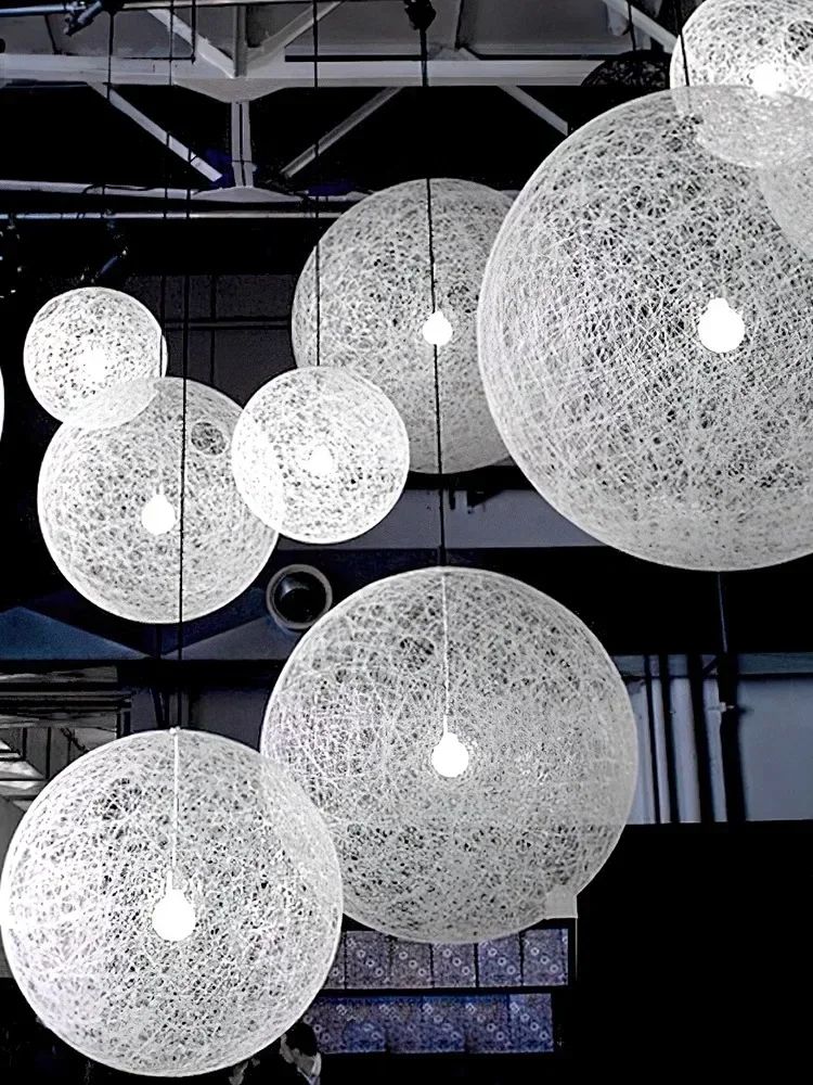 Nordic Rattan Weaving Spherical Chandelier Led Pendant Lights For Living Room Loft Hanging Lamp Home Decorations Lustre Fixtures