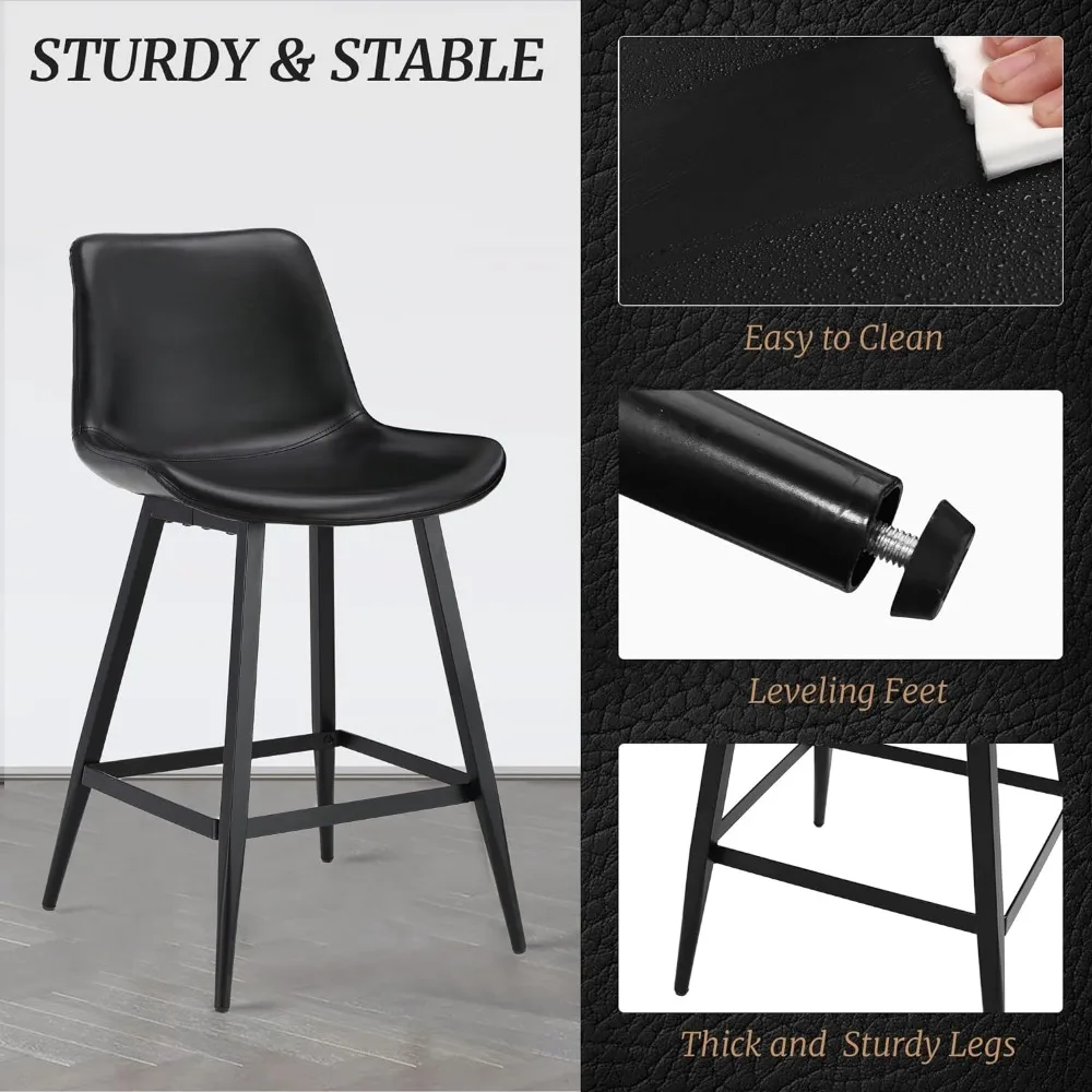 Tabouret de bar en similicuir avec dossier et repose-pieds, tabourets de bar modernes, tabourets de piste pour restaurants Kitchen Island, E27, lot de 3