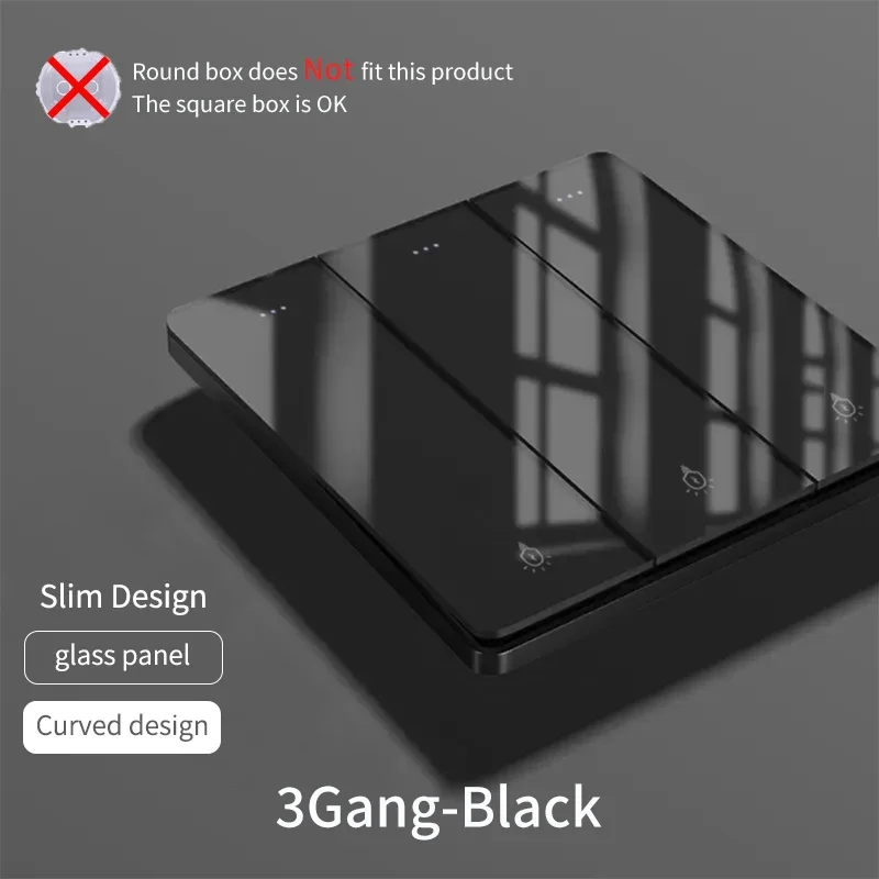 Ultra Thin Glass Wall Switch EU UK Standard 16a Socket Large Panel Wall Light Square Switch Socket 86mm Home Hotel Decoration image 3