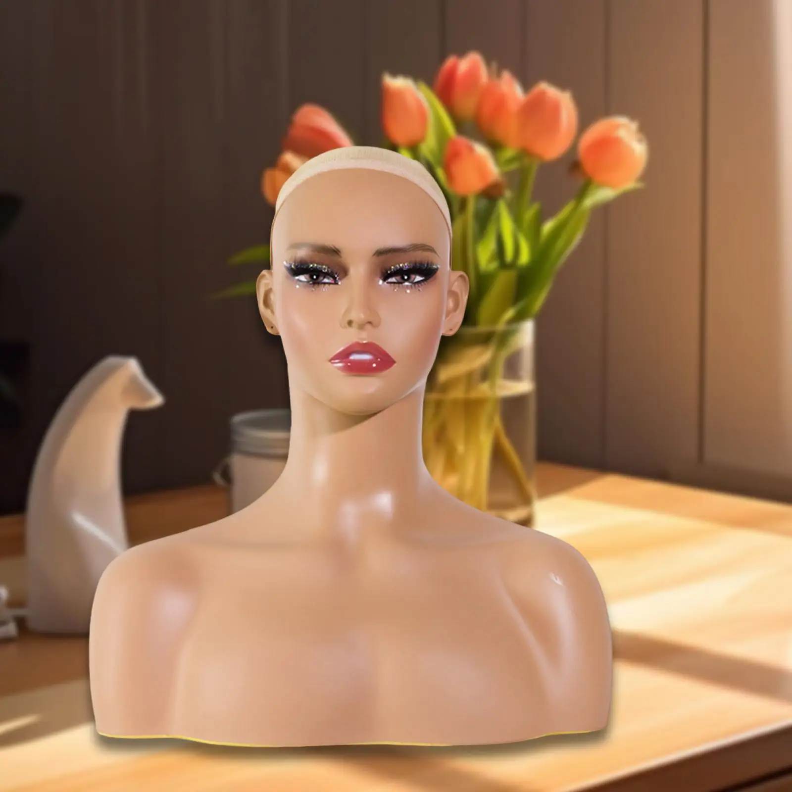 أنثى عارضة أزياء رئيس نموذج خفيفة الوزن القزم رئيس ماكياج أنثى رئيس لتصفيف الشعر شعر مستعار اكسسوارات التجميل قبعة نظارات