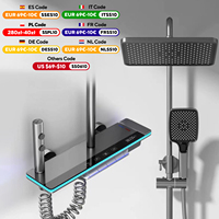 Grey Shower Set Bathroom Hot and Cold Mixer Shower Mixer LED Digital Ambient Light Bathtub Wall Mounted Shower System