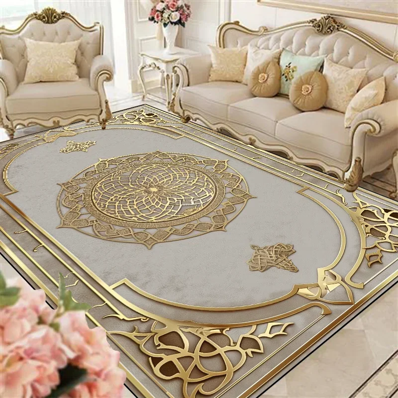 Luxury European Living Room Rugs Lounge Sofa Coffee Table Anti-slip Carpet Home Room Bedroom Decor Cloakroom Floor Mats Washable