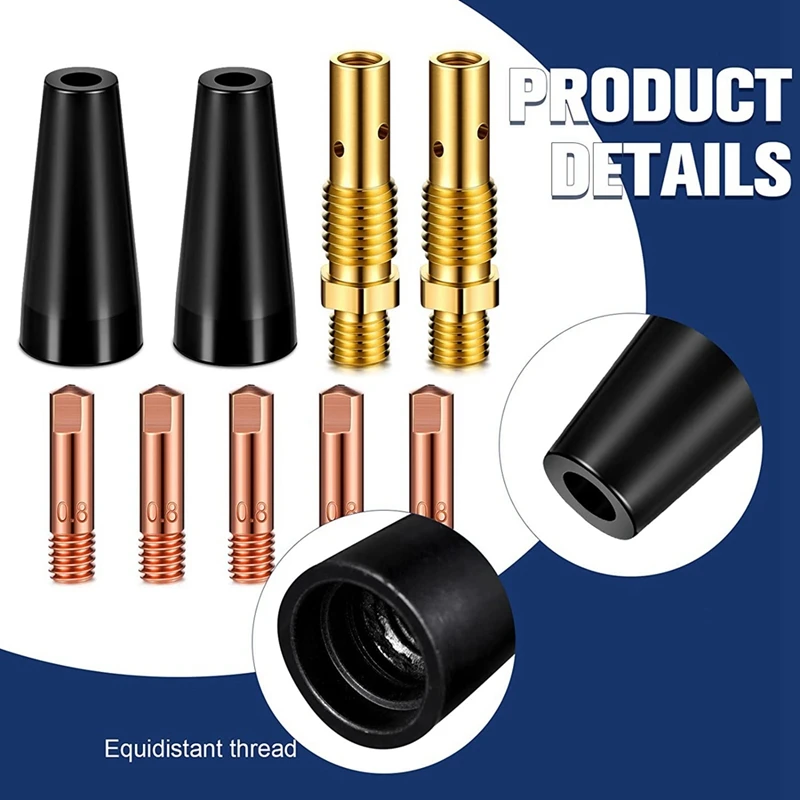 48Pcs Flux Core Gasless Nozzle Tips Kit KP1939-1 Flux Welder Contact Tips Gasless Nozzle Gas Diffusers