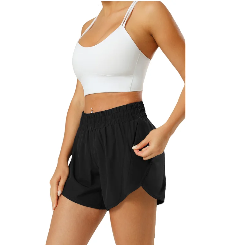 Hot Running Fitness Yoga Shorts High Waist Push Up Sports with Pockets Biker Short Gym Wear Woman Quick Drying Tennis Clothing