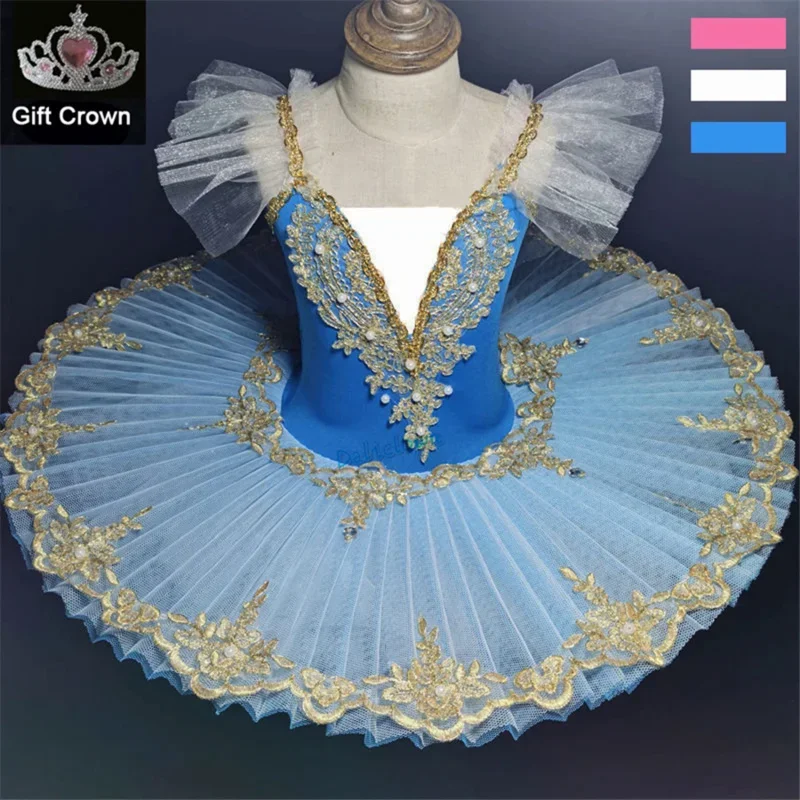 Coslan Professional Ballet Tutu Girls Blue Pink Platter Pancake Tutu Ballerina Party Dress Adult Women Child Kids Ballet Dance C