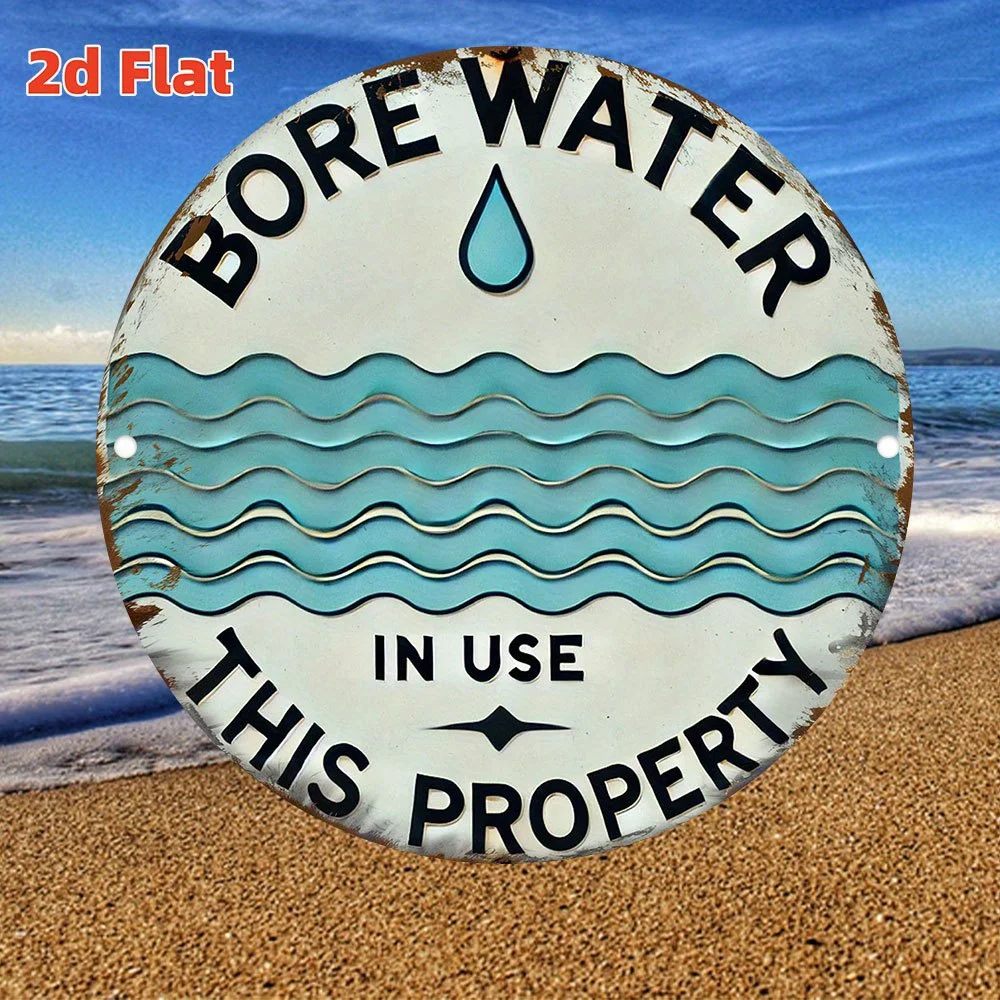 Vintage Round Aluminum Metal Sign Rustic Wave Pattern Wall Art Decor 2D Flat Print Indoor Outdoor Home Garage Garden Hanging Orn
