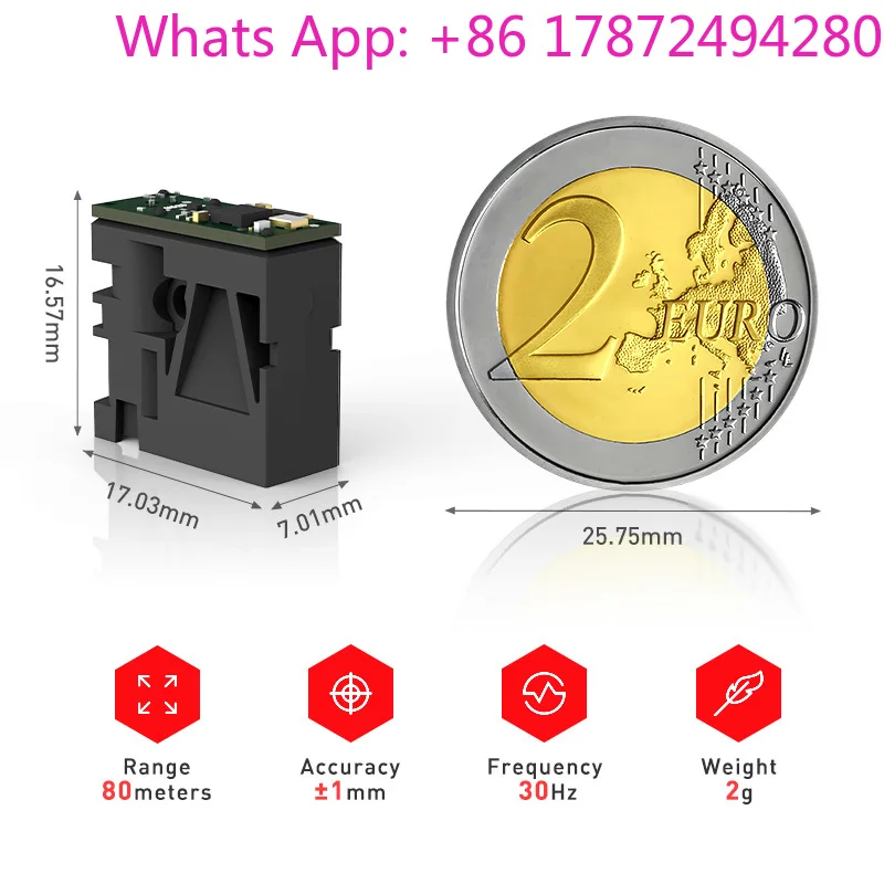 Mini LDL‑S 80m        Distance Sensor 610‑690nm Red Beam 10Hz High Frequency Long Range Measurement