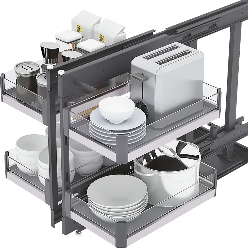 Kitchen corner rack corner full pull saucer basket