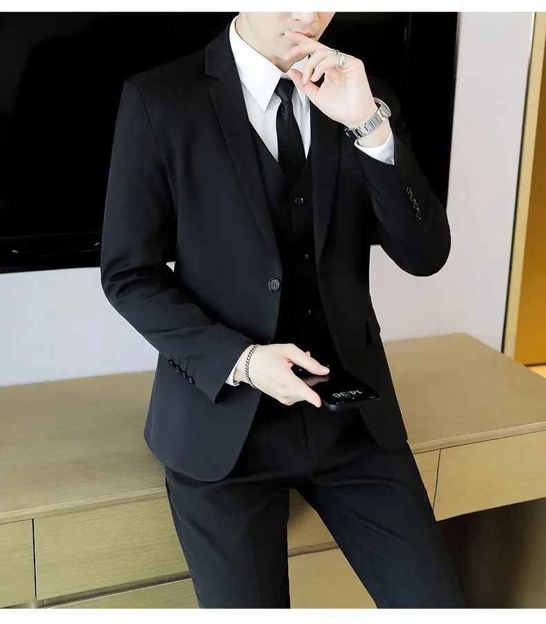 Traje Casual para Hombre, Dos Piezas, Corte Slim Fit, Estilo Formal Coreano, Traje de Novio, Ropa de Vestir Occidental para Novio