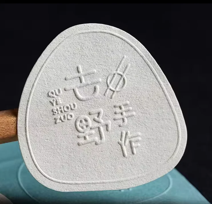 Customized special texture paper embossed stickers with various shapes for packaging and decoration