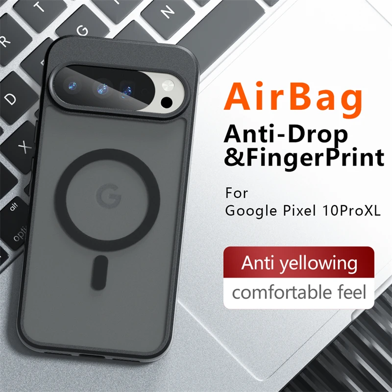 

Чехол для Google Pixel 10 Pro XL, магнитный матовый прозрачный чехол MagSafe для Pixel 10 10Pro 5G, противоударный бампер с акриловым корпусом
