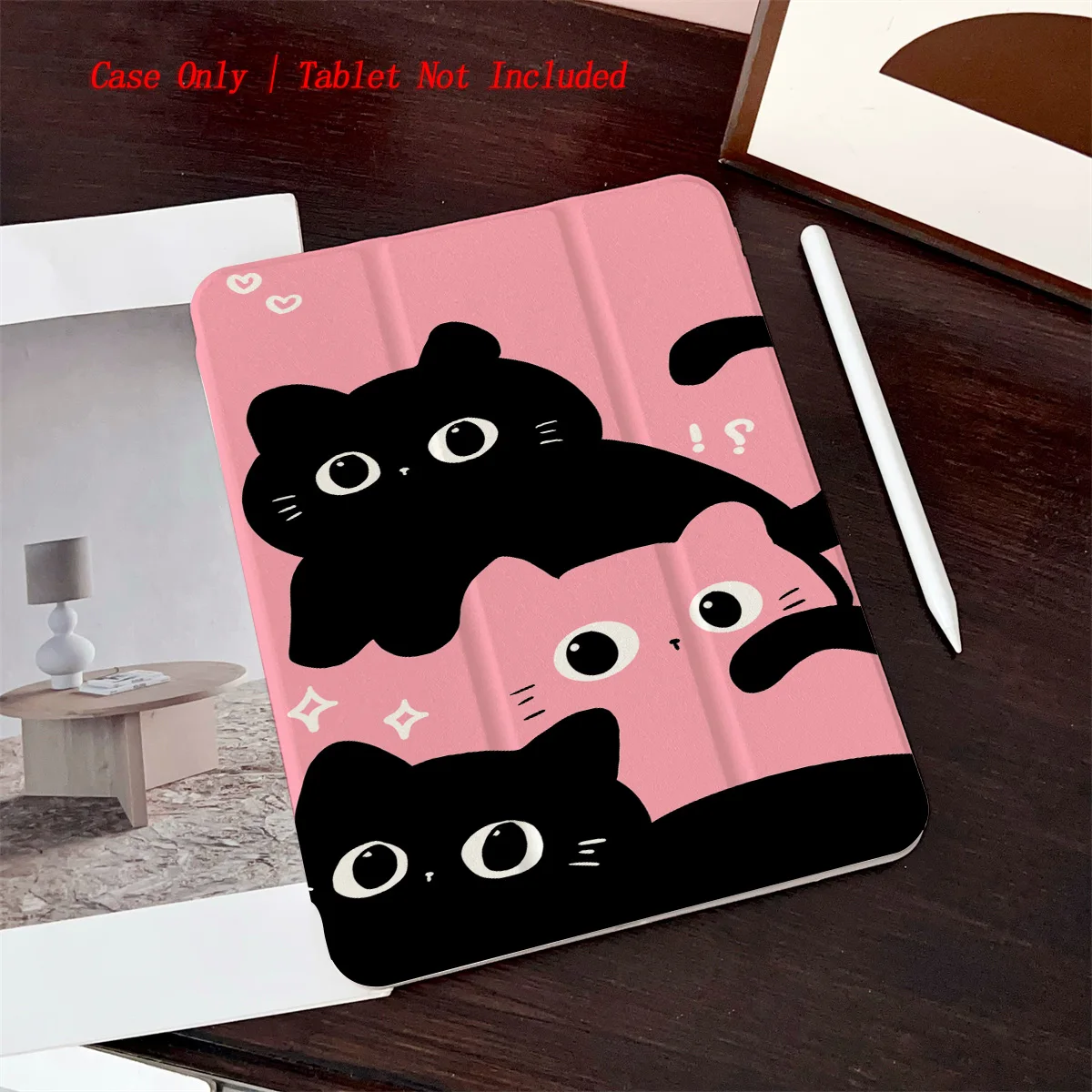 

Pink & Black Cat Pattern iPad Case - Shockproof & Durable Cover for Apple Pro/Air/Mini