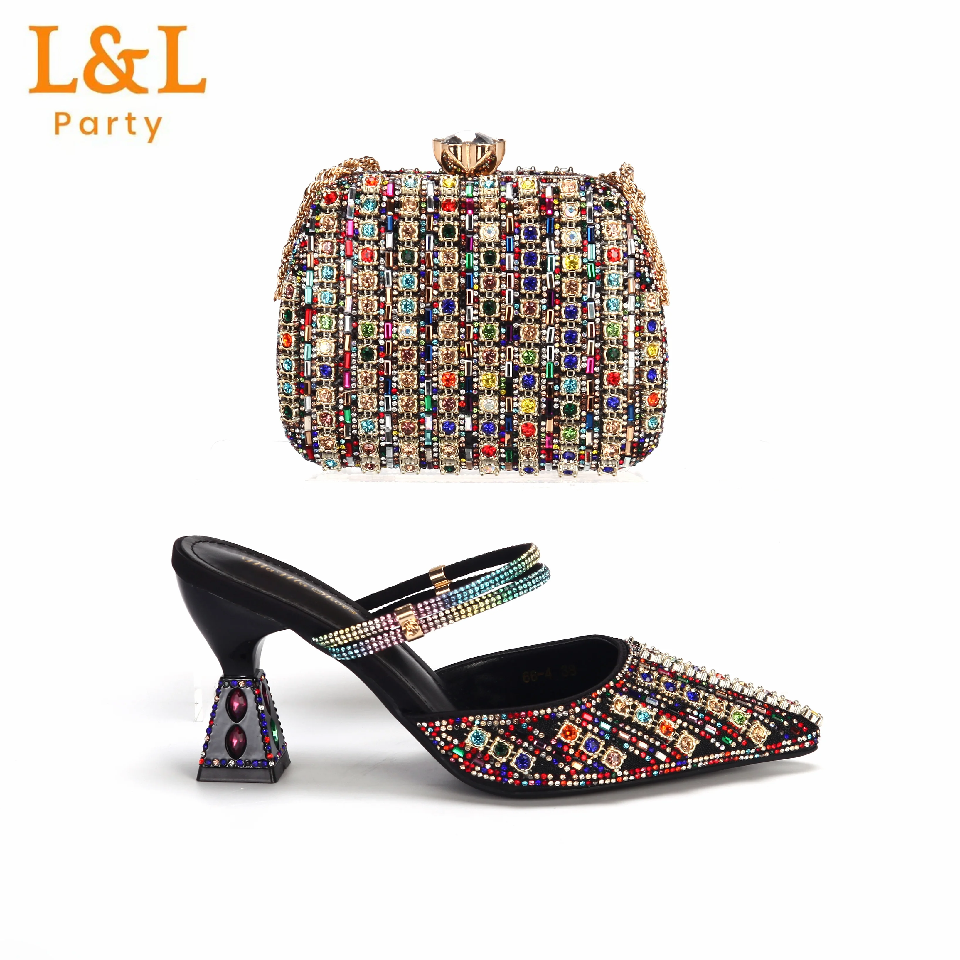 

Разноцветные женские туфли и сумки на высоком каблуке с острым носком для вечеринки, вечерняя элегантная роскошная сумка со стразами, свадебная вечеринка
