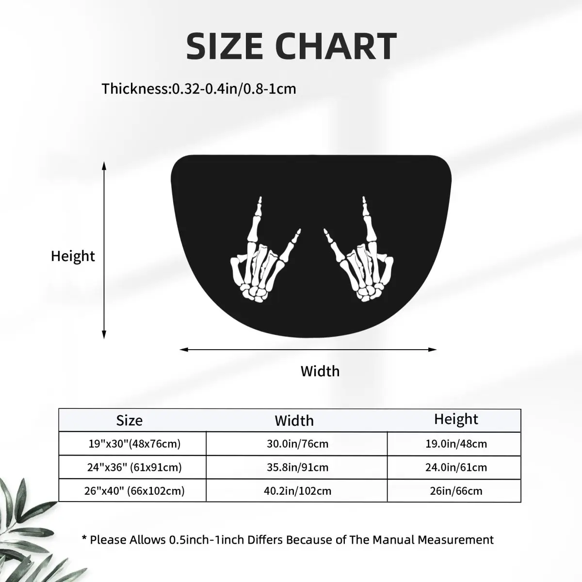 Skeleton Hands Gestures Print Soft Flannel Half Round Doormat Non Slip Bathroom Mat Absorbent Floor Carpet for Garage
