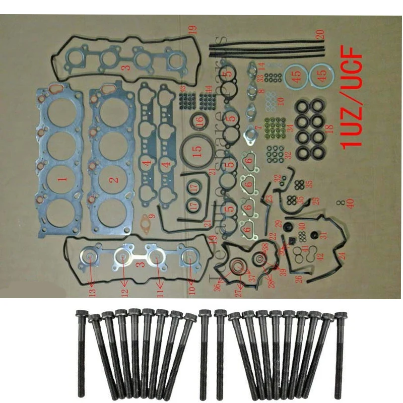 1UZ 1UZFE محرك كامل رئيس مجموعات ربط السيراميك الارضي عدة الاسطوانة الترباس لتويوتا ماجيستا تاج لكزس GS 400 LS 400 لينكولن LS 32 فولت 4.0L