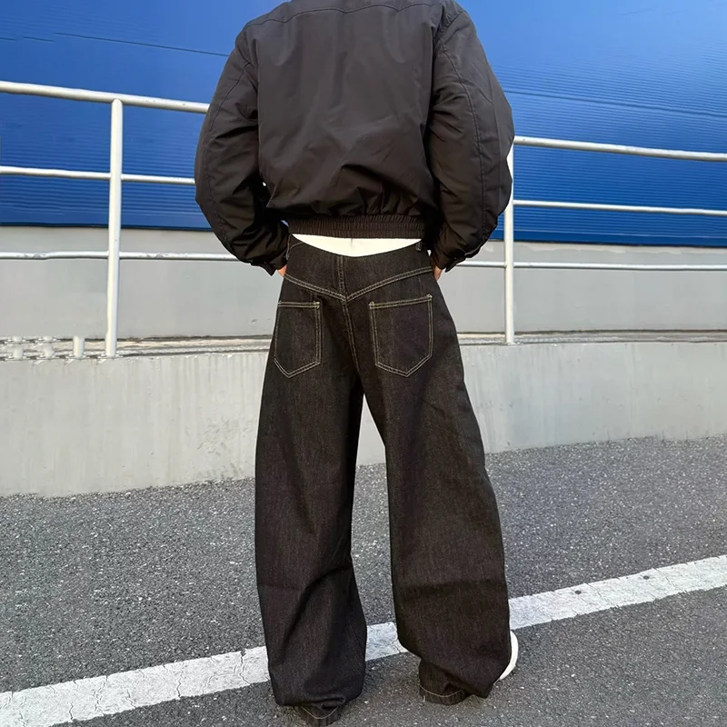 2026 Spring/Summer Korean Black Men'S Curved Knife Jeans Loose Straight Legs Casual Wide Legs 3xl Large Jeans view 6