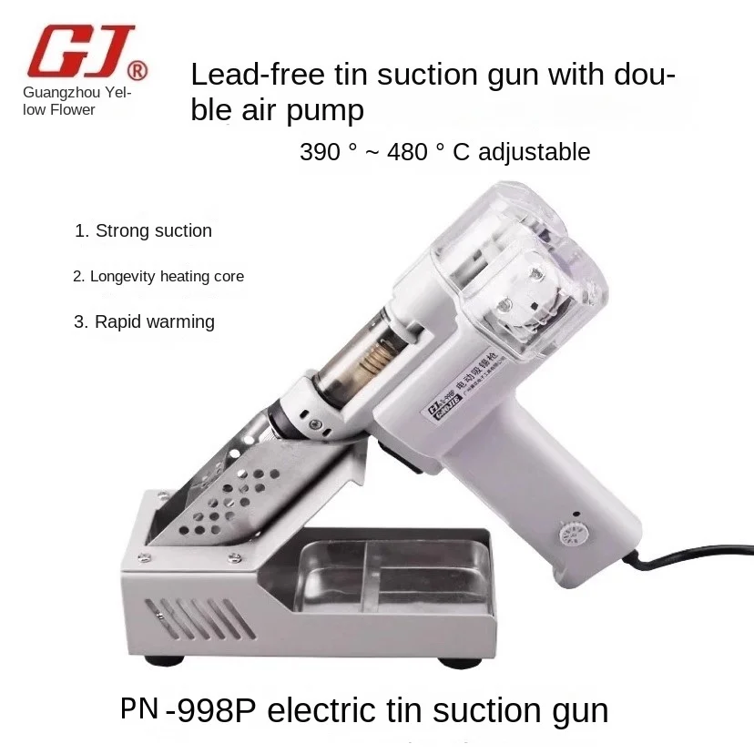 Automatic Suction Tin Electric Absorb Gun PN-998 Electric Vacuum Double-Pump Solder Sucker Desoldering Gun 110/220V 100W