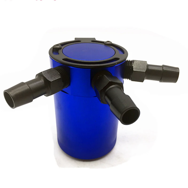 3 Port Oil Catch Can Tank Reservoir Air-Oil Separator Baffled Aluminum Red - Image 4