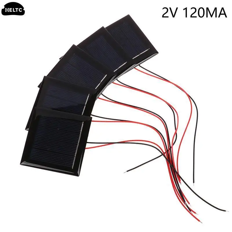 5Pcs Solar Droplet Panel Micro Solar Board Photovoltaic 2V 120MA Solar Cells with Wires Solars Epoxy Plate DIY Projects Toys