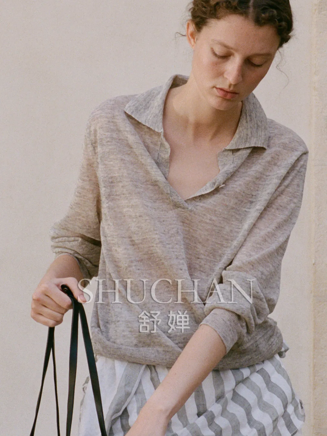 Long-sleeved T-shirt Women's 2026 Autumn New High-end Slightly Transparent Polo Neck Knitted Top