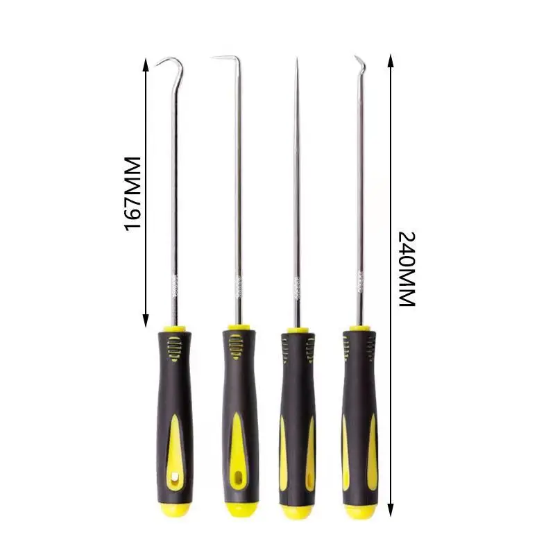 4-teiliges Set mit langem Pick- und Haken, Dichtungsabzieher, Pick-Werkzeuge zum Entfernen von Auto-Auto-Öldichtungs-O-Ring-Dichtungswerkzeugen – Detail 8