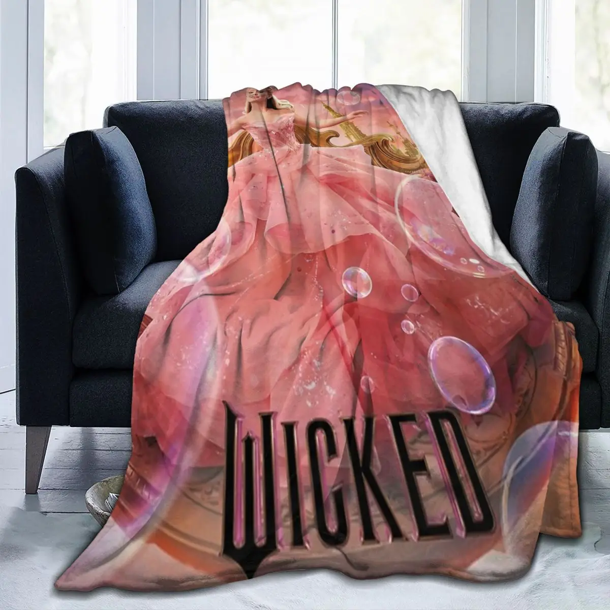 Wicked Musical Movie Glinda Poster Merch Blankets Flannel Sofa Throw Blanket Relax Warm for Outdoor Bedspreads