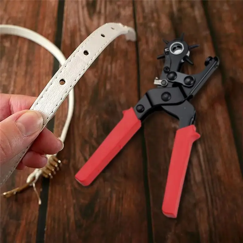 J1UL1N Belt Hole Puncher Leather Hole Punch Eyelet Tool 6 Round Holes Multi-Size Hole Puncher For Belts Watch Bands Straps