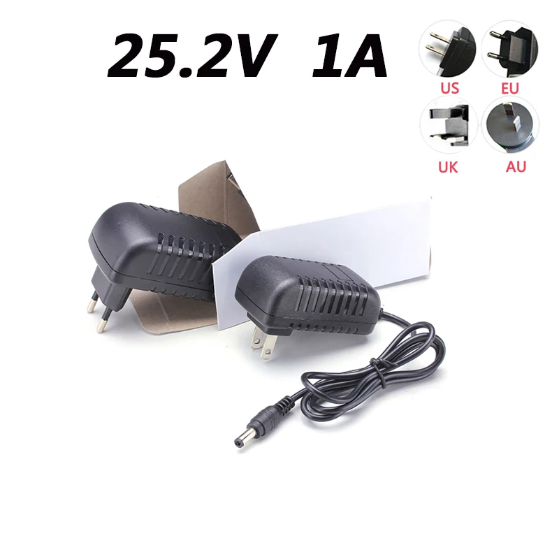 25.2V 1A Li-ion Battery Charger For 21.6V 22.2V Battery 6S 18650 Battery Pack Connector Dc Cable 2M/3M