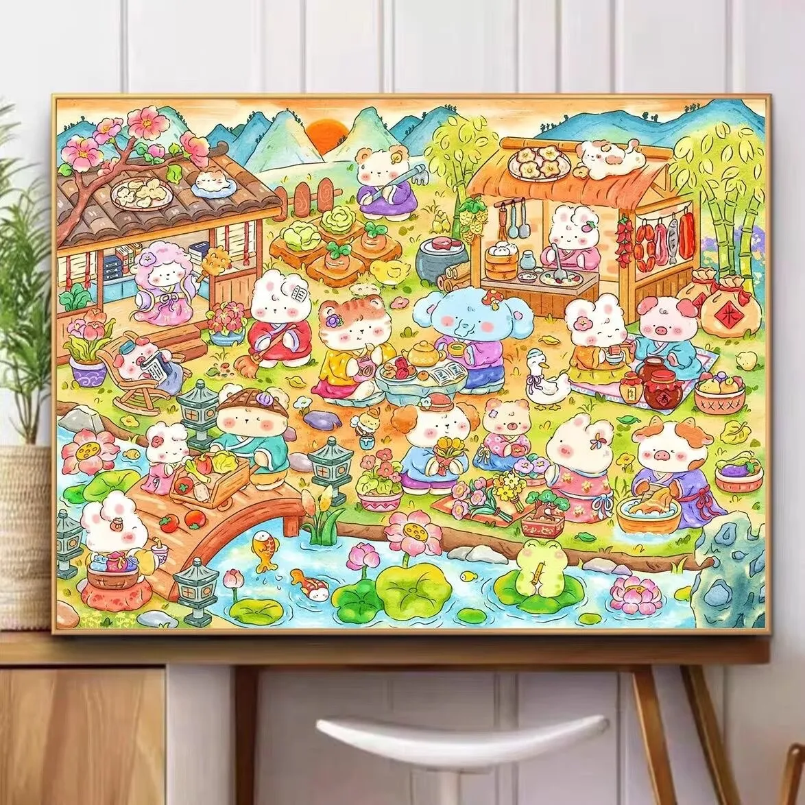 9CT 120X90CM Cartoon Animals Needlework,DIY Living Room Printed Cross Stitch,Set For Embroidery Kit Full Cotton Threads