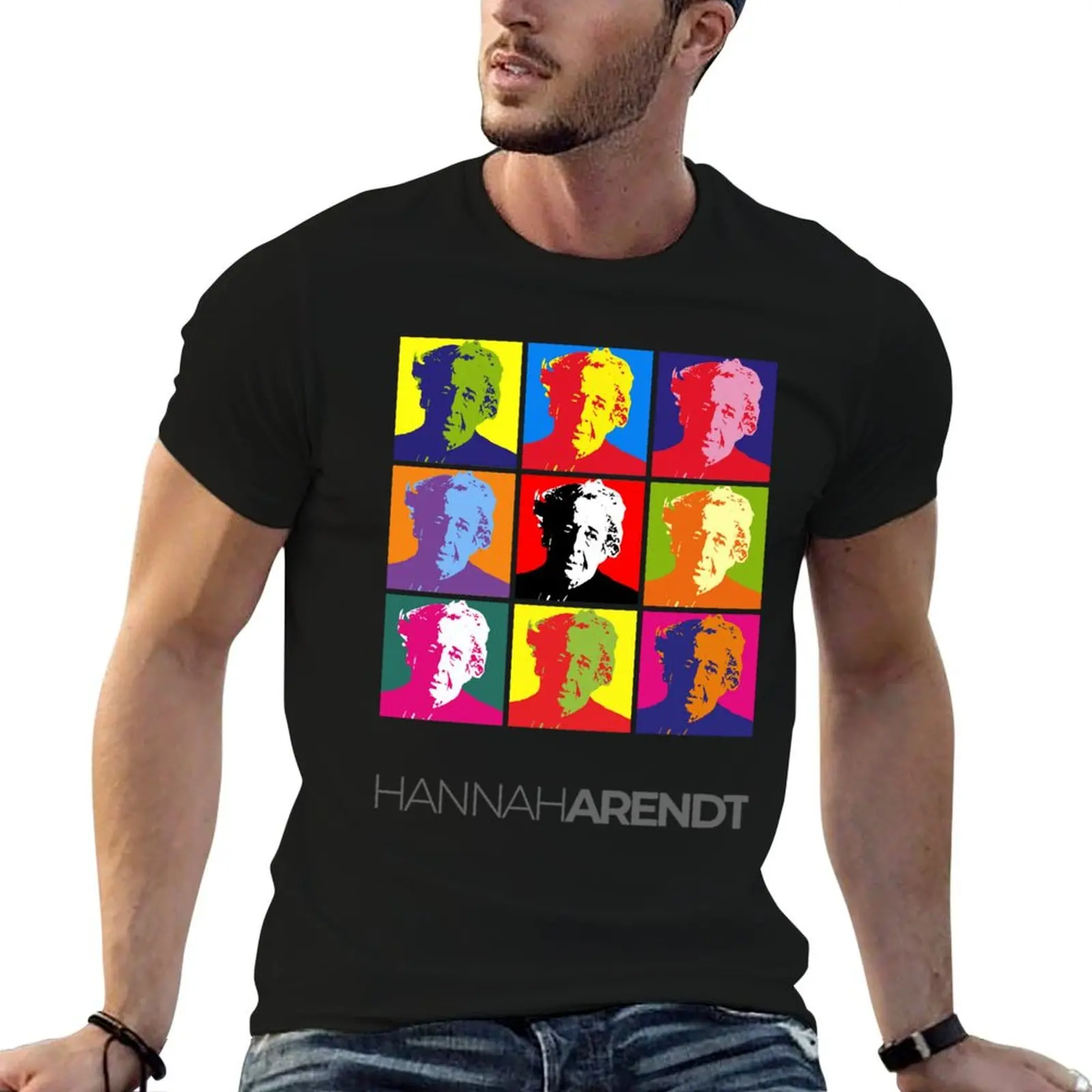 Hannah Arendt Pop-Art Poster Portrait T-Shirt Plus Size Loose Short Sleeve Top