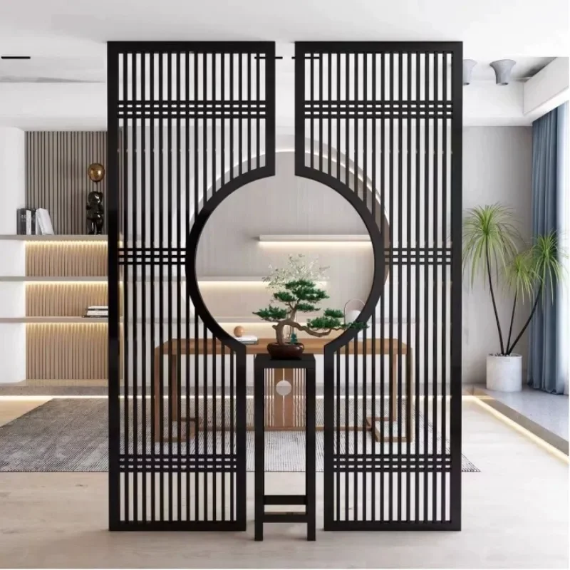 for Stainless Steel Screen New Chinese Partition Entrance Flower Grid Living Room Light Luxury Metal Grille Modern Simplicity