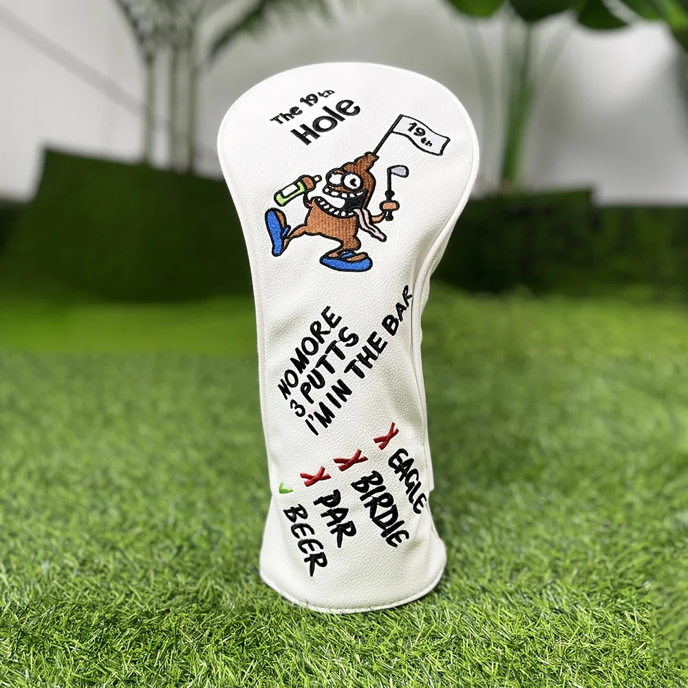 Golf club head cover with quirky pirate design: durable, waterproof, safe, golf accessory club protection cover