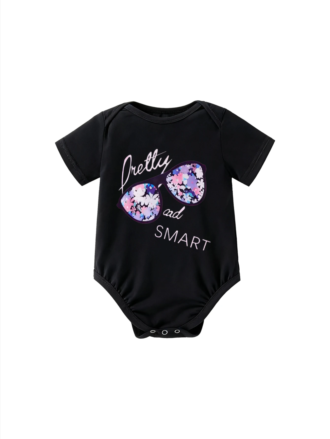 

Children's Bodysuit Round Neck Pretty and SMART Sunglasses with Flower Pattern Graphic Unisex For Boys Girls Casual Outfits