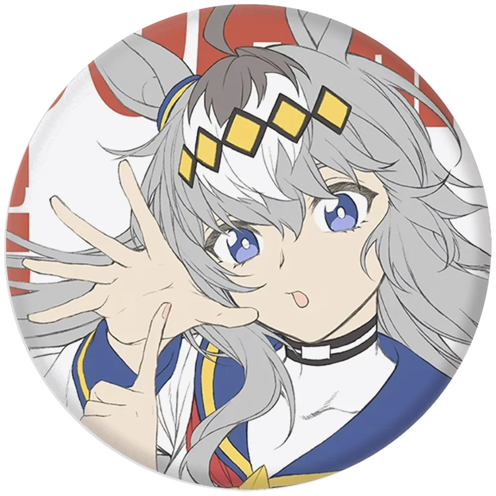 58mm Anime Umamusume: Pretty Derby 신데렐라 그레이 오구리 캡 Verno Light 코스프레 의상 배지 핀 SPTE Tinplate Brooch Prop