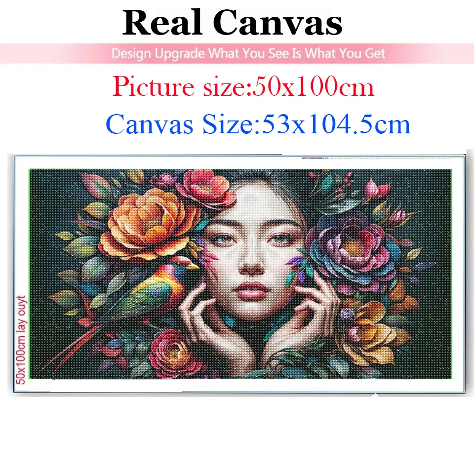 Mystical Captivates With Serene Asian Woman Bird Diy 5D Diamond Painting Large Full Fibonacci Beauty Diamond Mosaic Embroidery