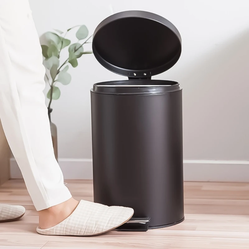 Small Trash Bin with Quiet Closing Lid Space Saving Trash Can Rubbish Bin for Bathrooms and Bedrooms