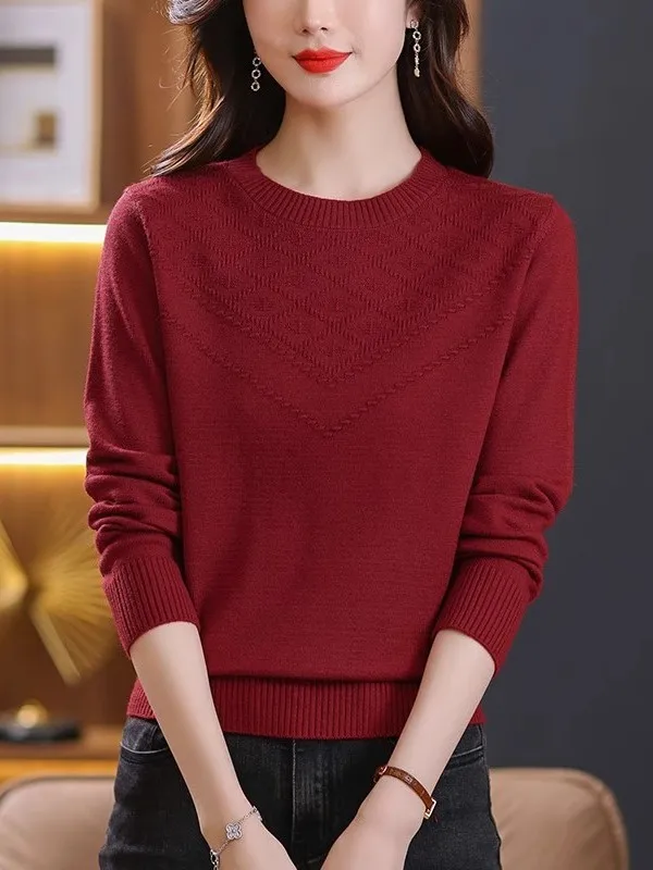 Suéter de Lã Tricotado Estilo Coreano para Mulheres, sso e Solto, Com Decote Redondo, Confortável e Respirável para o Inverno