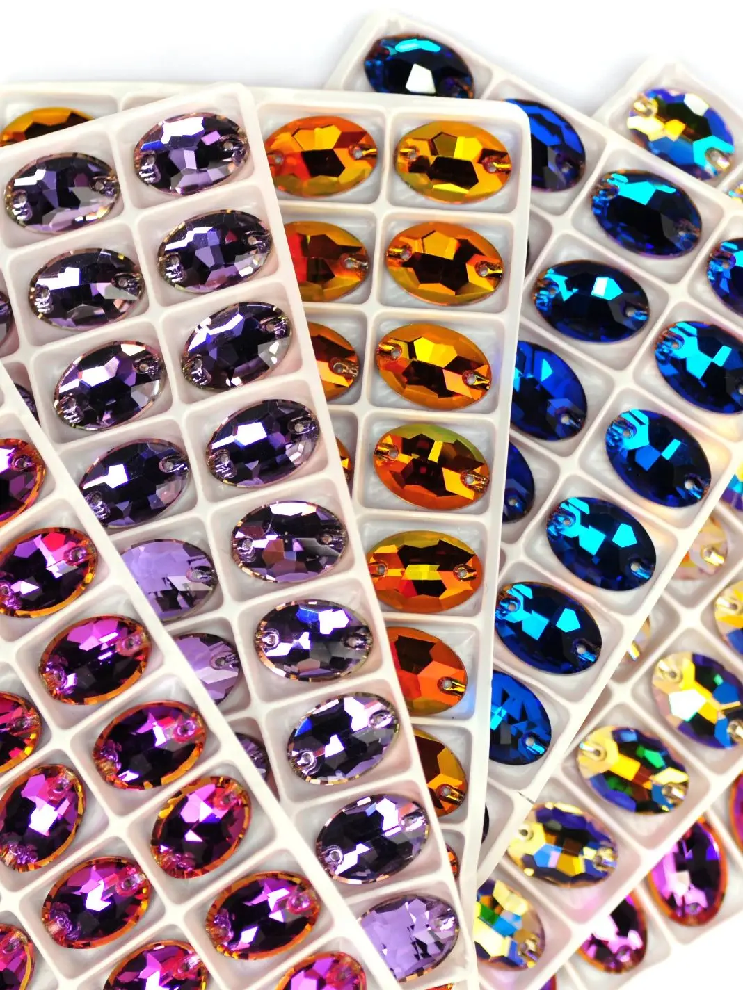 PUBRILEX K9 Glas-Aufnäh-Oval-Strasssteine Flache Diamanten Großhandel Dekorationssteine zum Nähen für Kleidung und Taschen – Detail 2